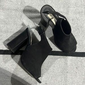 Steve Madden block heel peep toe ankle strap booties